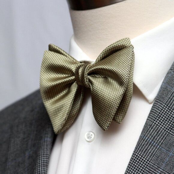 Men's Self-tied Bow Tie Dusty Gold Silk Big Butterfly S428 - Picture 1 of 16